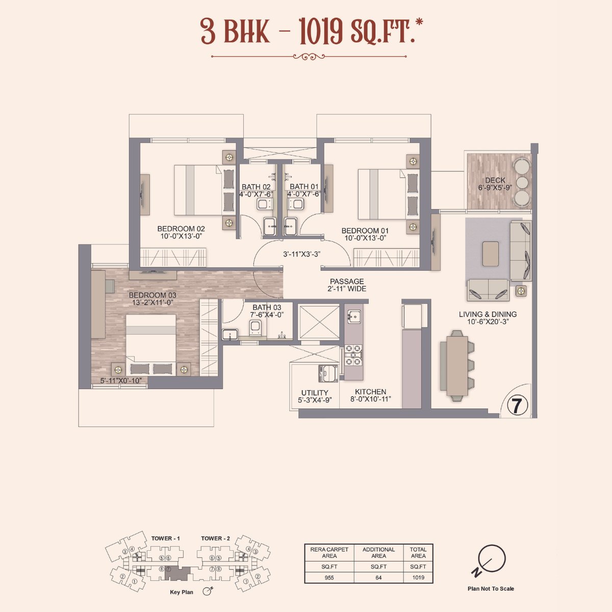 Chandak-Treesourus-Floor-Plan-3-BHK-1019-Sqft